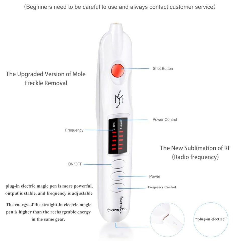 Beauty Monster Electric Magic Plasma Pen for Freckle Wrinkle Scar Mole Tattoo Removal