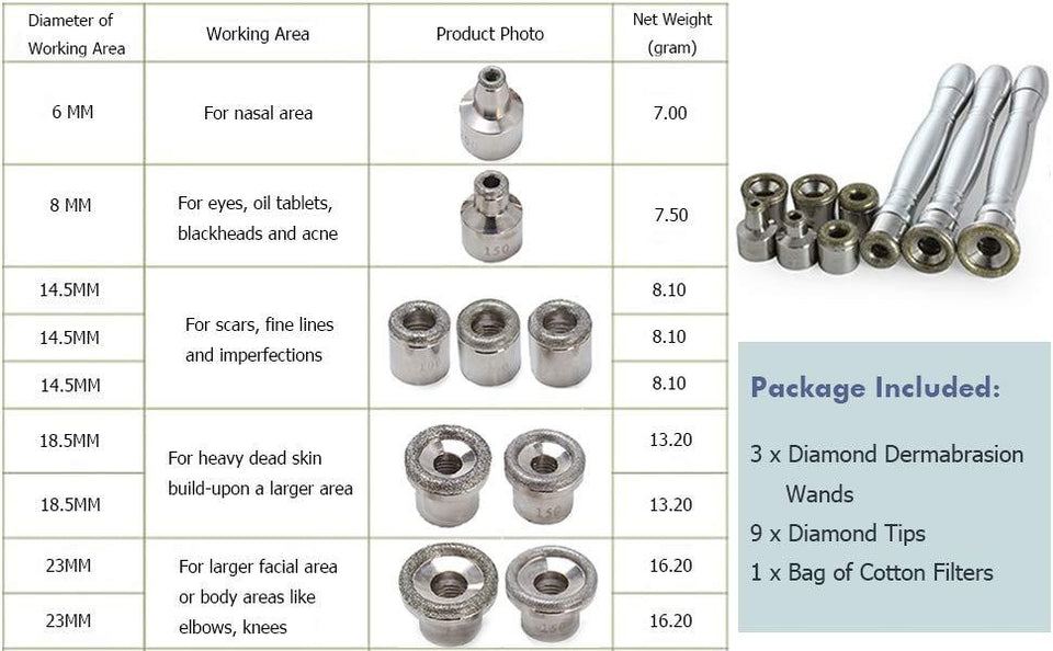 Diamond Microdermabrasion Dermabrasion 3 Wands 9 Tips for Facial Peeling BlackHead Remover Face Care Beauty Machine