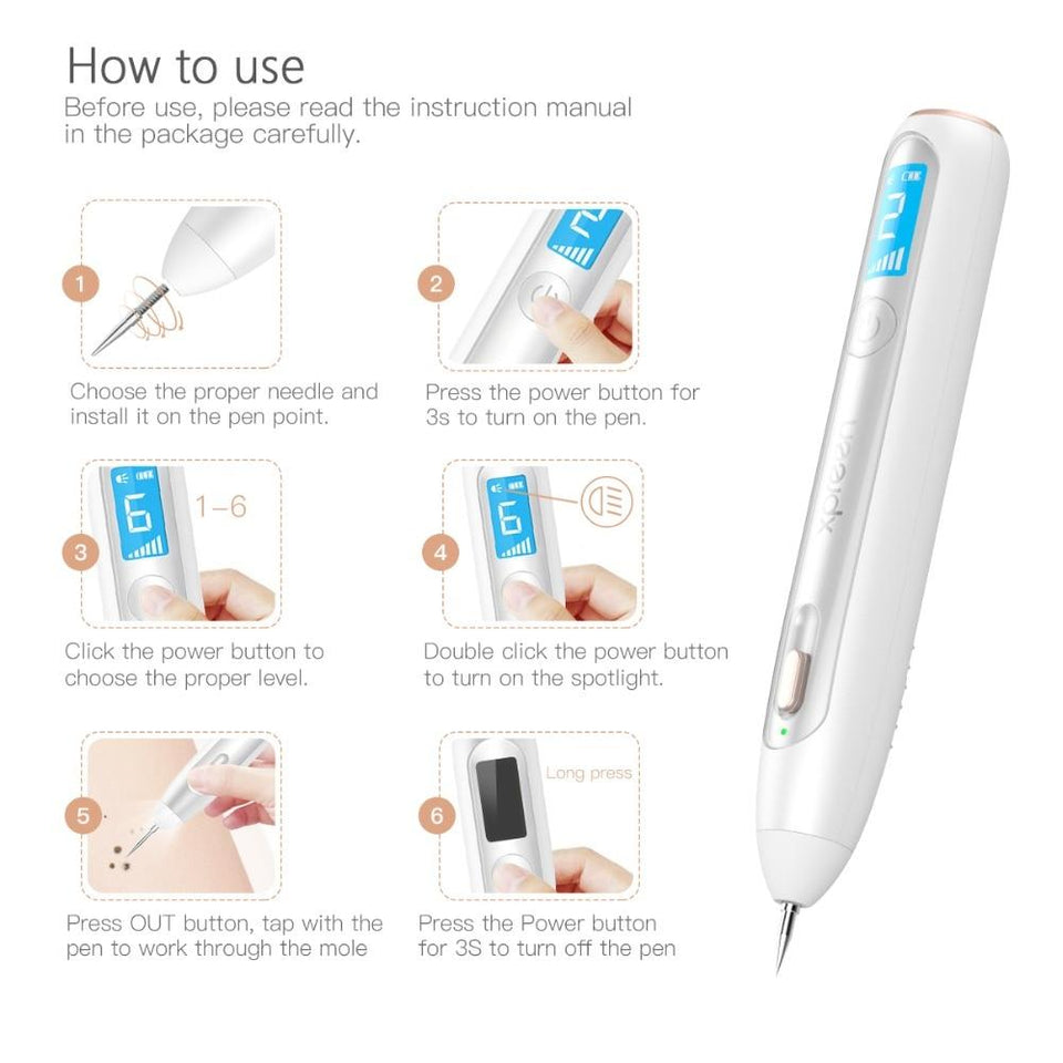Xpreen LCD Laser Plasma Pen Wart Mole Skin Spots Tattoo Remover