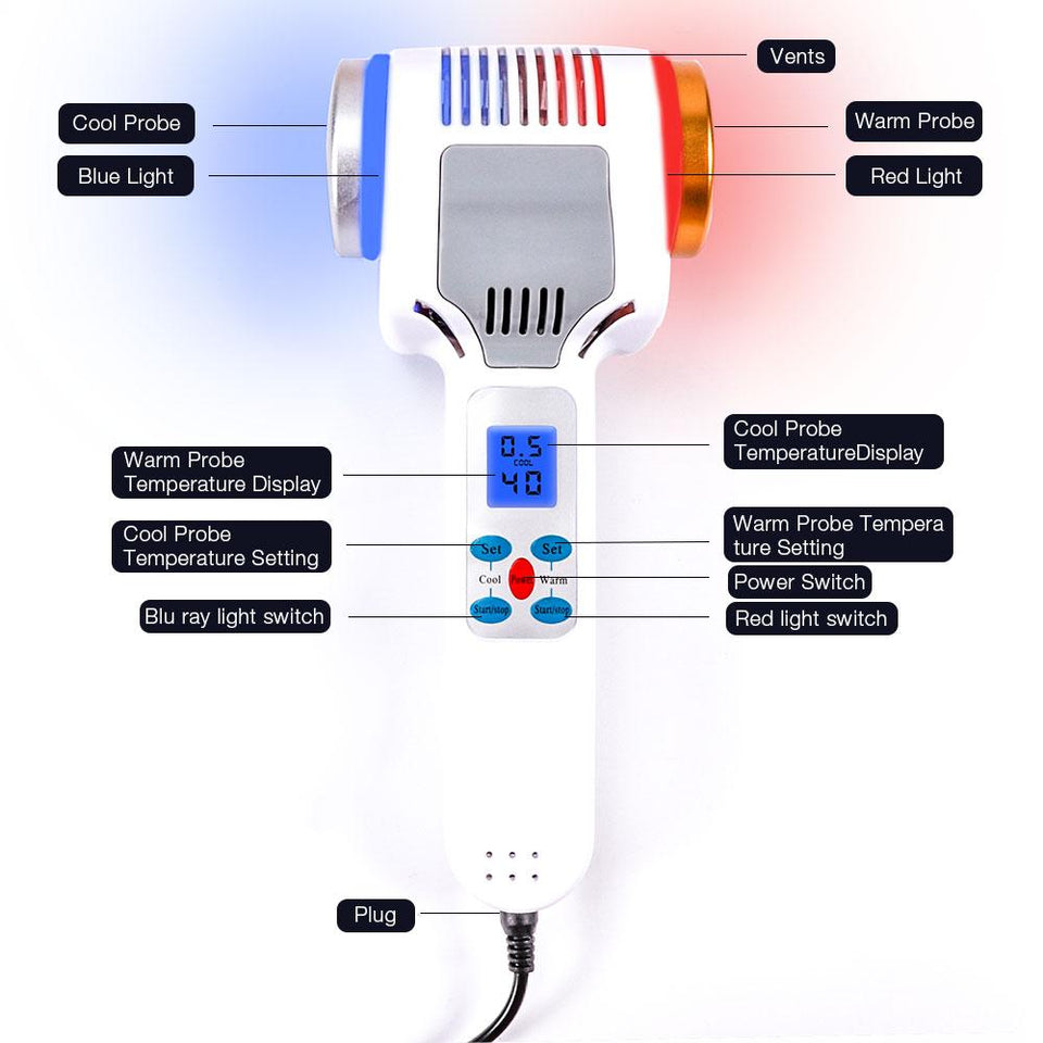 Ultrasound Hot Cold Hammer Cryotherapy Warm Ice Heating Face Skin Care