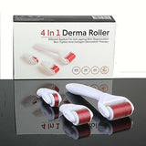 4 in 1 Derma Roller Set 0.5mm, 1.0mm, 1.5mm Titanium Micro Needles with Travel Box