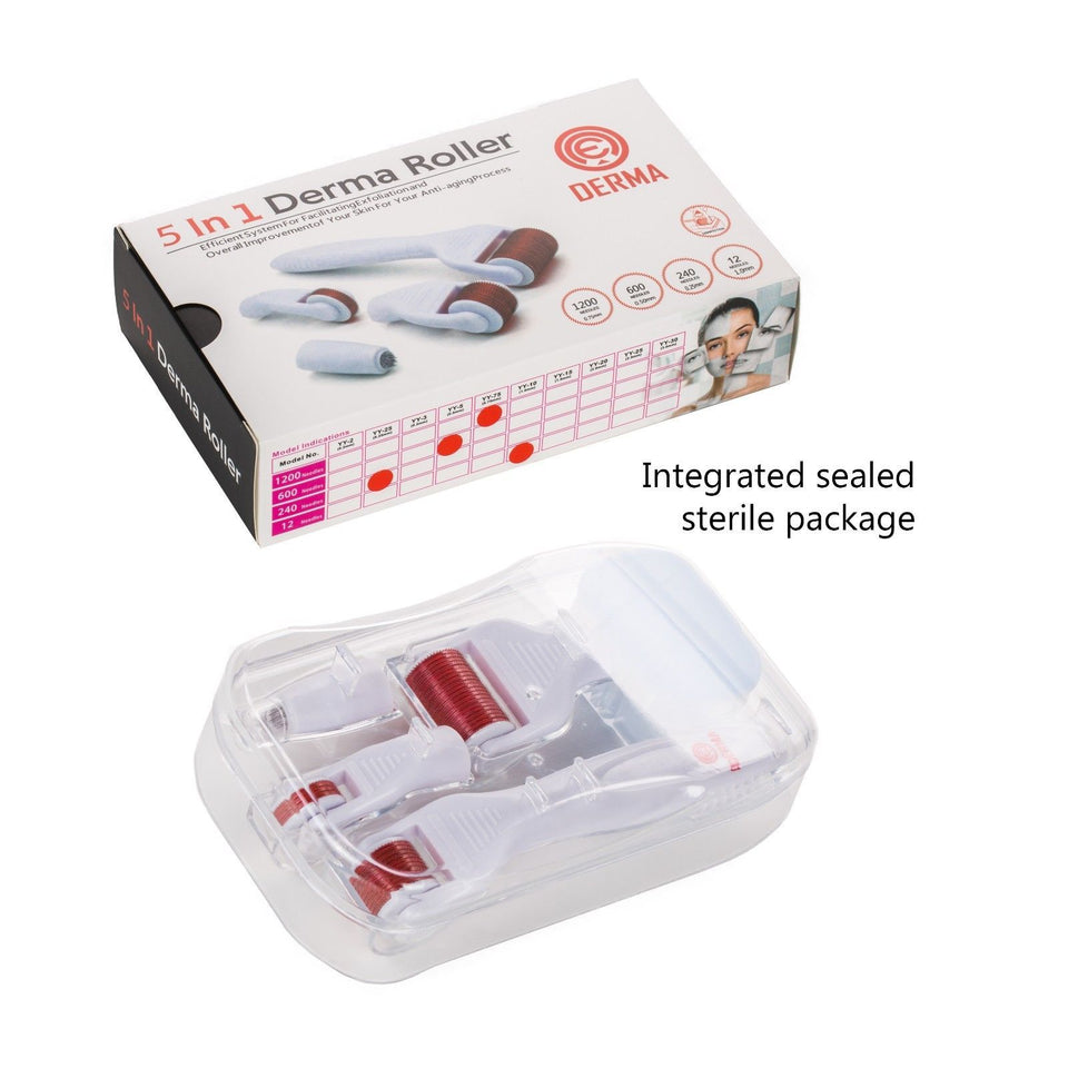 5 in 1 Titanium Micro Needle Derma Roller Skin Care Kit Anti-Aging Kit