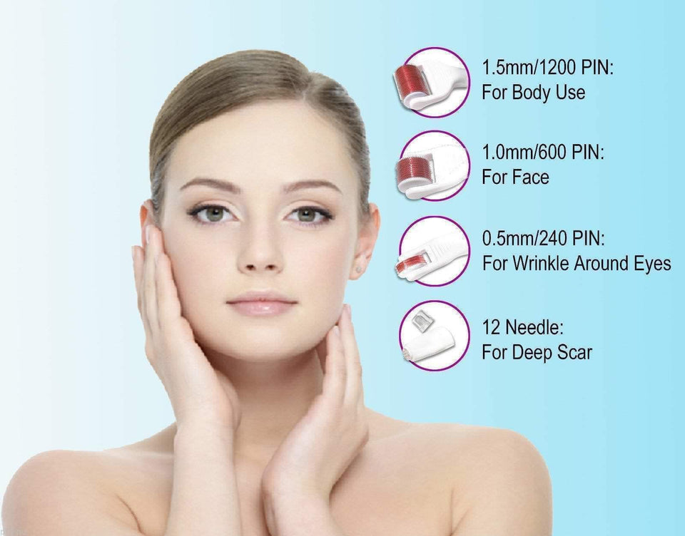 5 in 1 Titanium Micro Needle Derma Roller Skin Care Kit Anti-Aging Kit