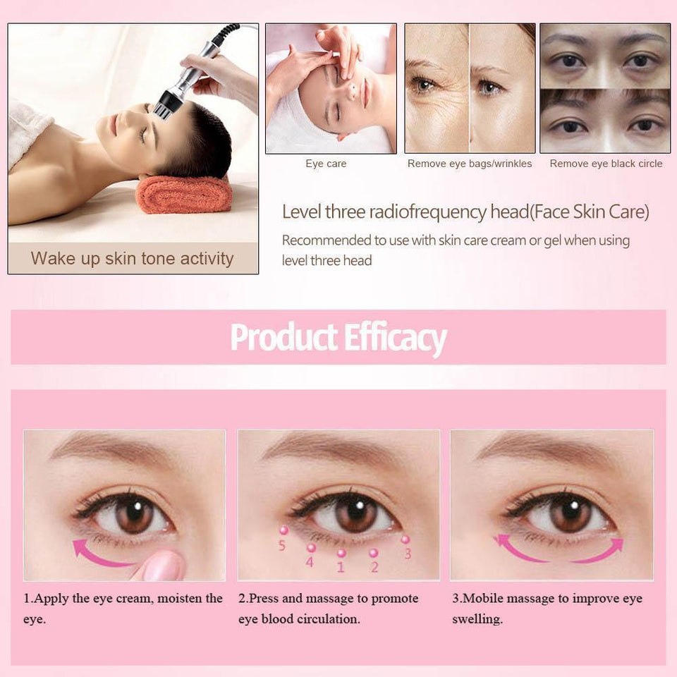 RF Face Lifting Wrinkle Removal Skin Tightening Machine with 3 and 6 RF Heads